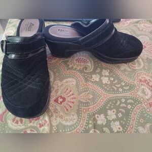 Bass 9 black leather clogs mules heels shoes TEBOW